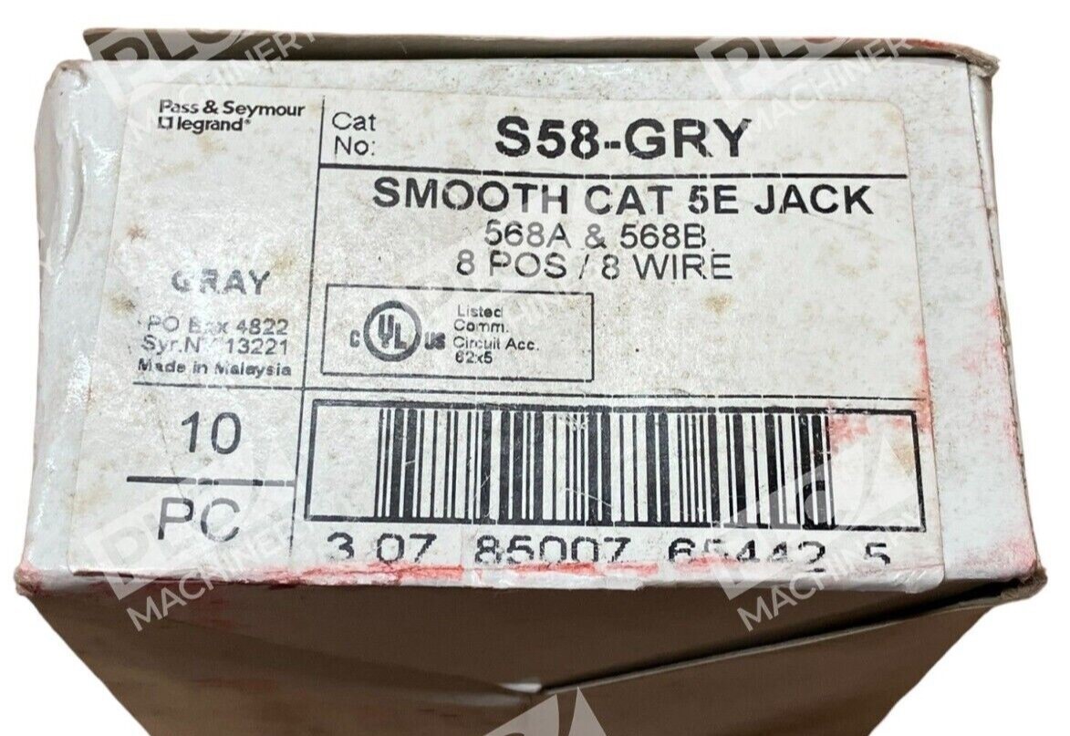 Pass & Seymour S58-GRY Smooth Cat 5E Jack Legrand Gray (Box of 9)