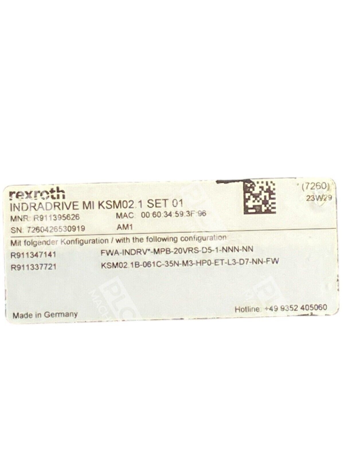 Rexroth KSM02.1B-061C-35N-M3-HP0-ET-L3-D7-NN-FW R911395626 Motor R911337721 - Image 4