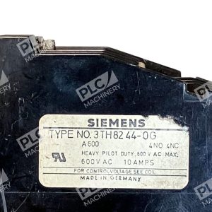 Siemens Heavy Pilot Duty Control Relay 600VAC 10A 3TH8244 0G 227030111028