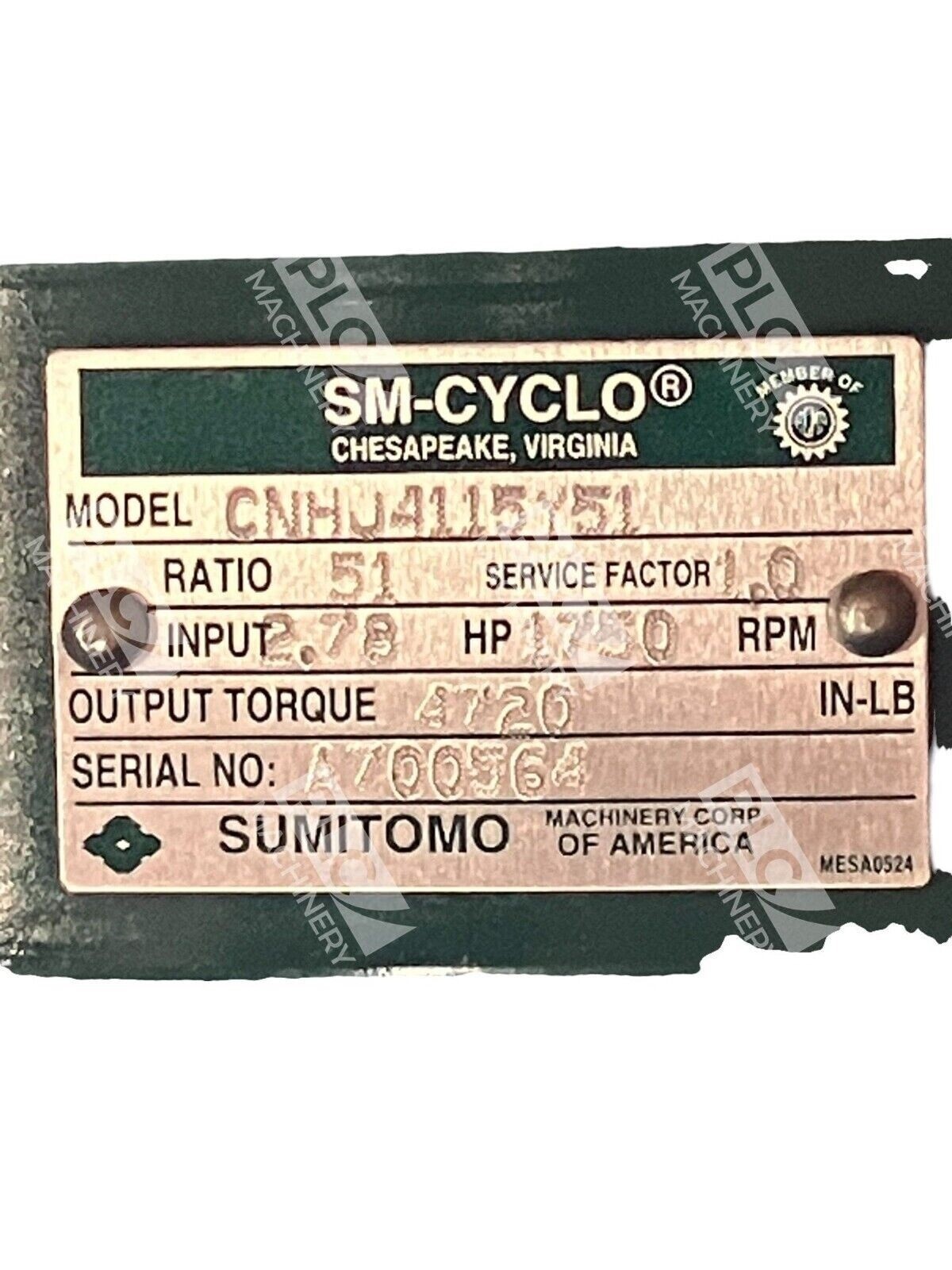 Sumitomo SM-Cyclo Speed Reducer 400 Series CNHJ4115Y51 - Image 5