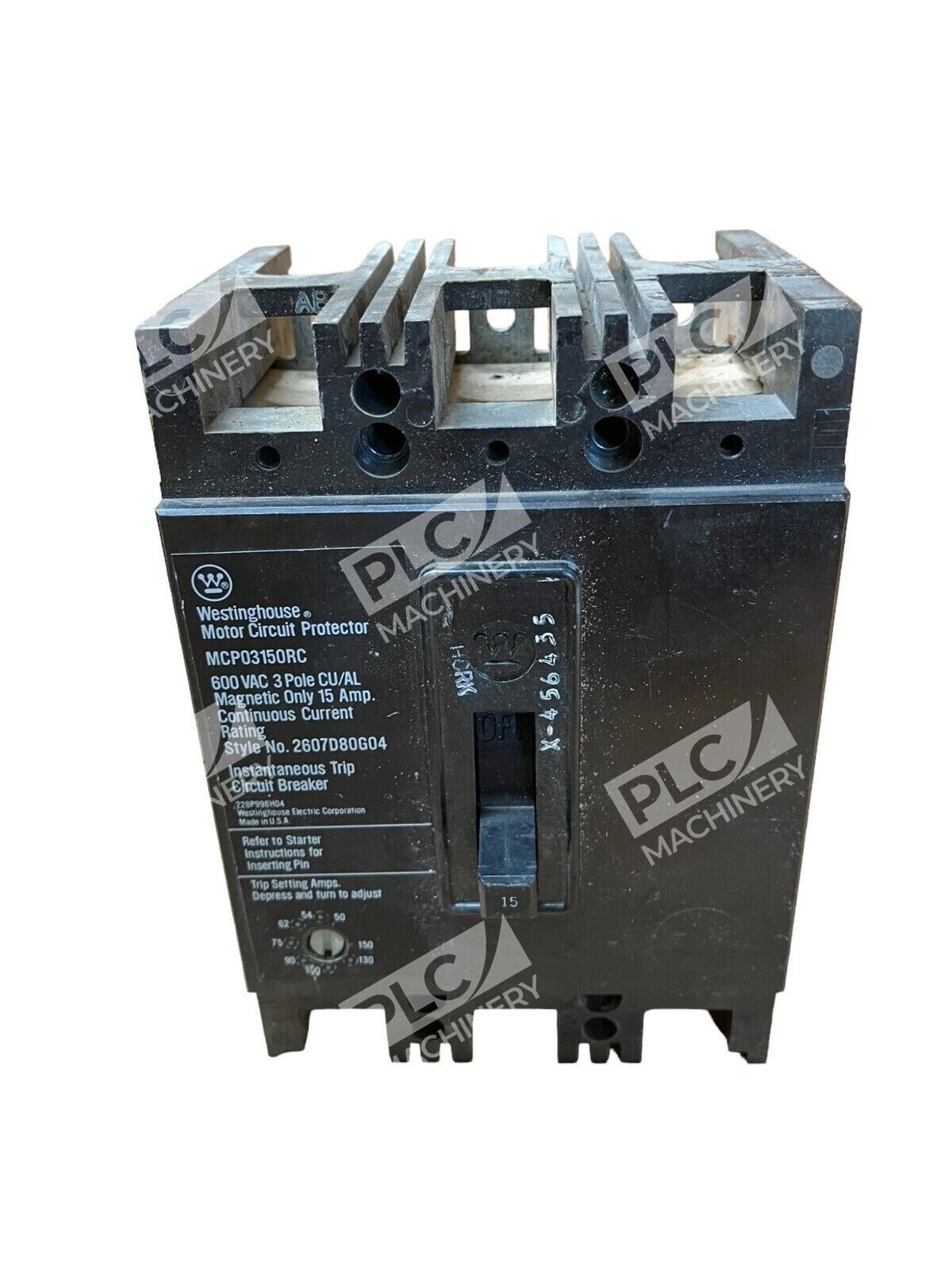 Westinghouse MCP03150RC 600VAC 3 Pole 15A