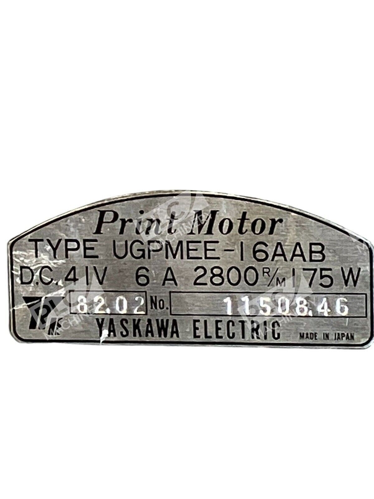 Yaskawa Electric DC 41V 6A 2800R/M 175W Print Motor UGPMEE-16AAB - Image 4