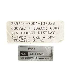 Yokogawa 64LH0578 600VAC 10AAC 6kW Direct Display 235510 7004 13 226582135958