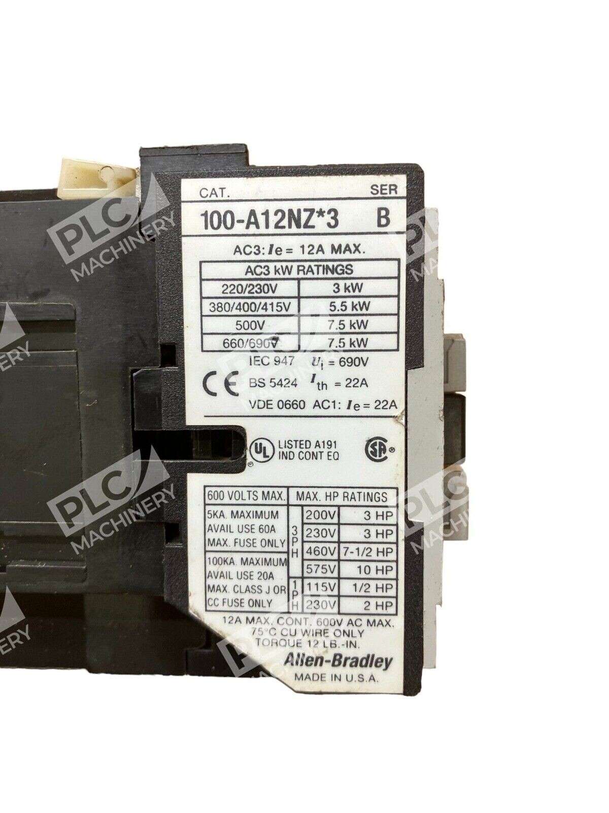 Allen Bradley 100-A12NZ*3 /B Contactor - Image 3