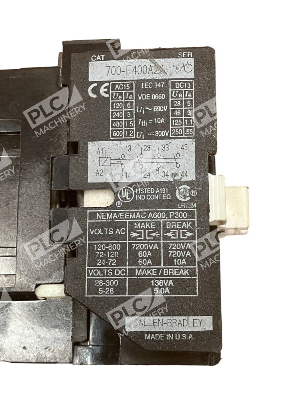 Allen Bradley 10A Control Relay 700-F400A24 /C - Image 3