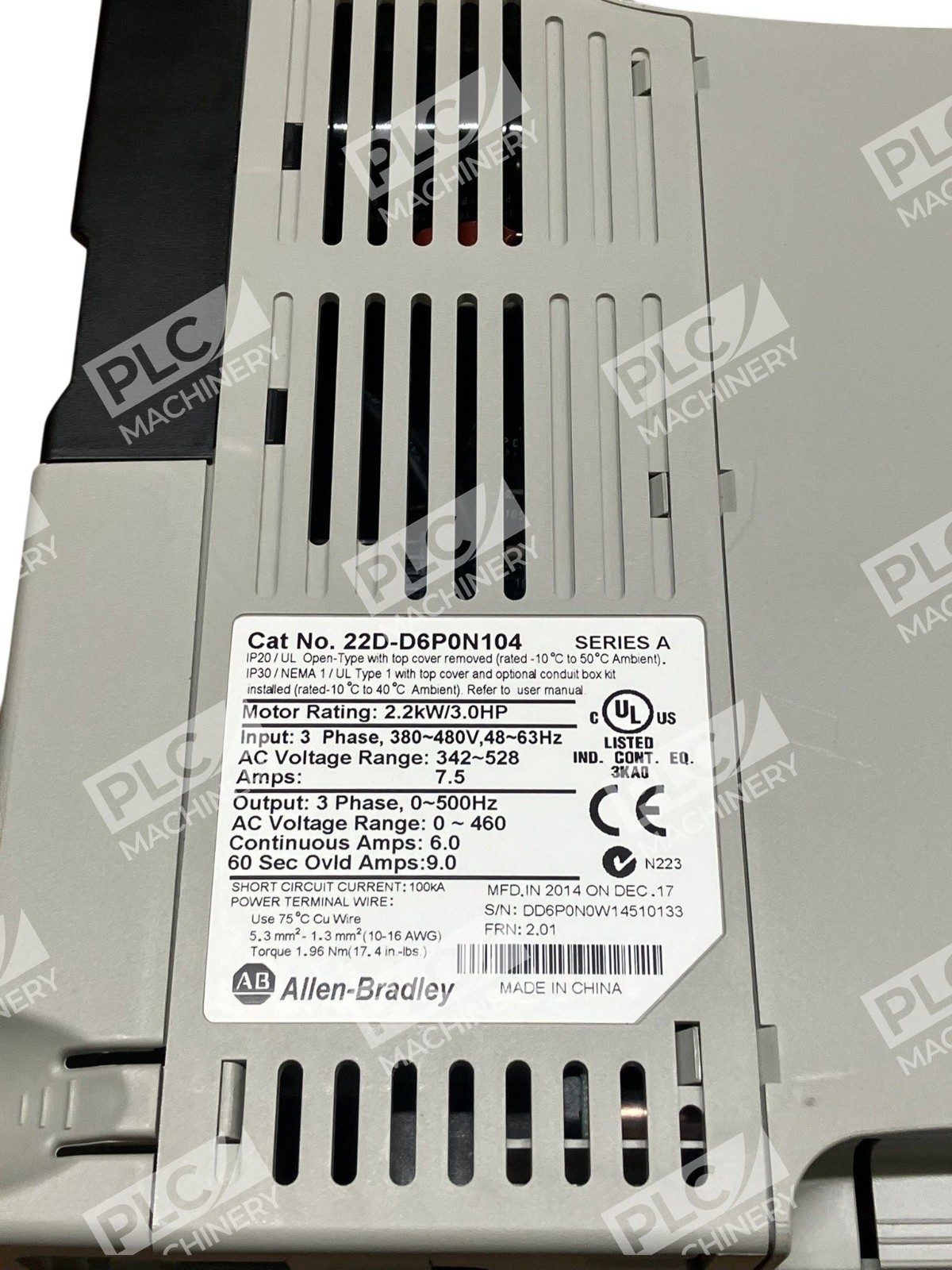 Allen-Bradley 22D-D6P0N104 PowerFlex 40P VFD 3HP 480V 7.5A AC Drive - Image 5