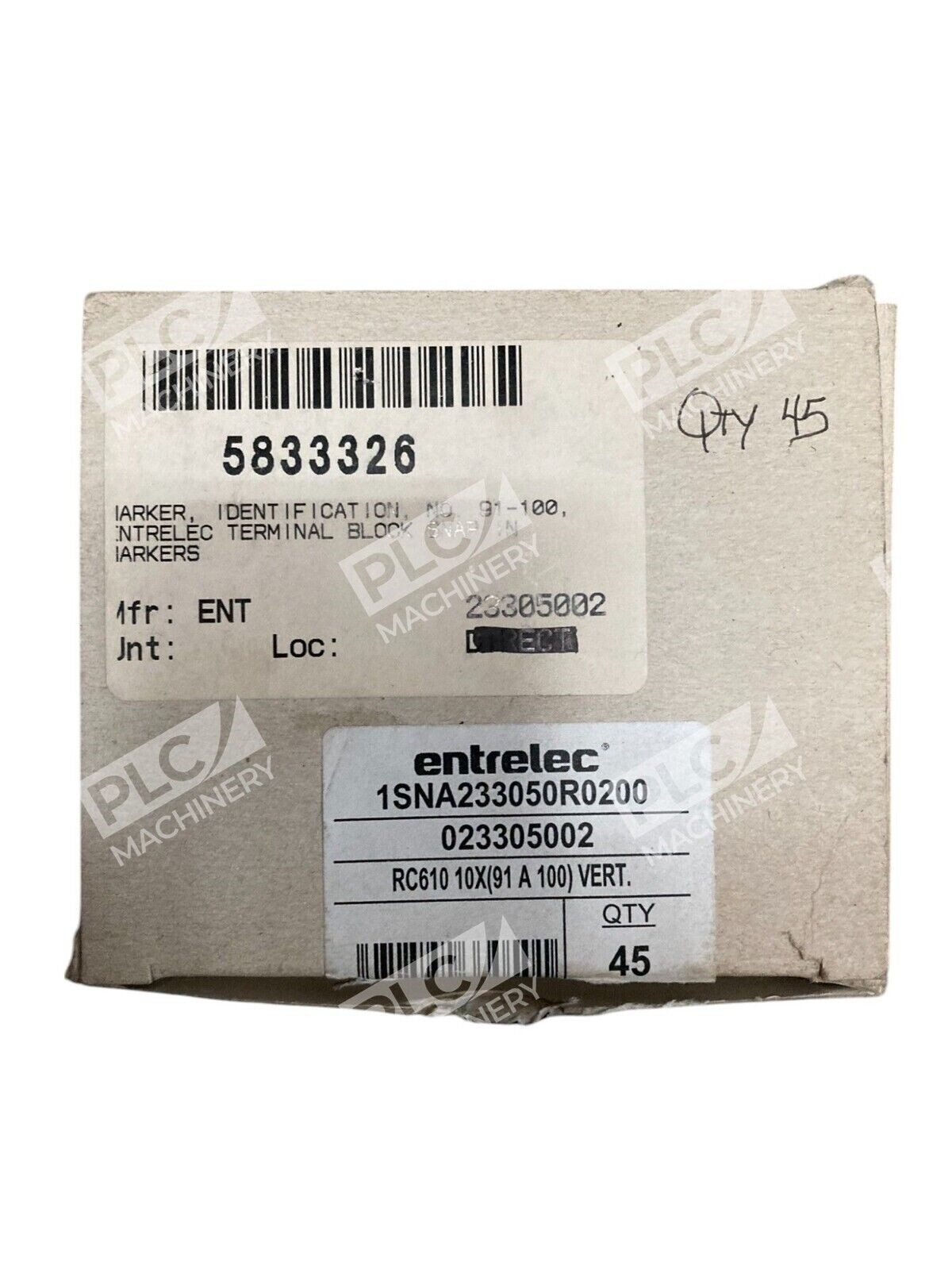 Entrelec 233050 RC610 10X91-100 Vertical Card Marker 1SNA233050R0200 (Box of 45)