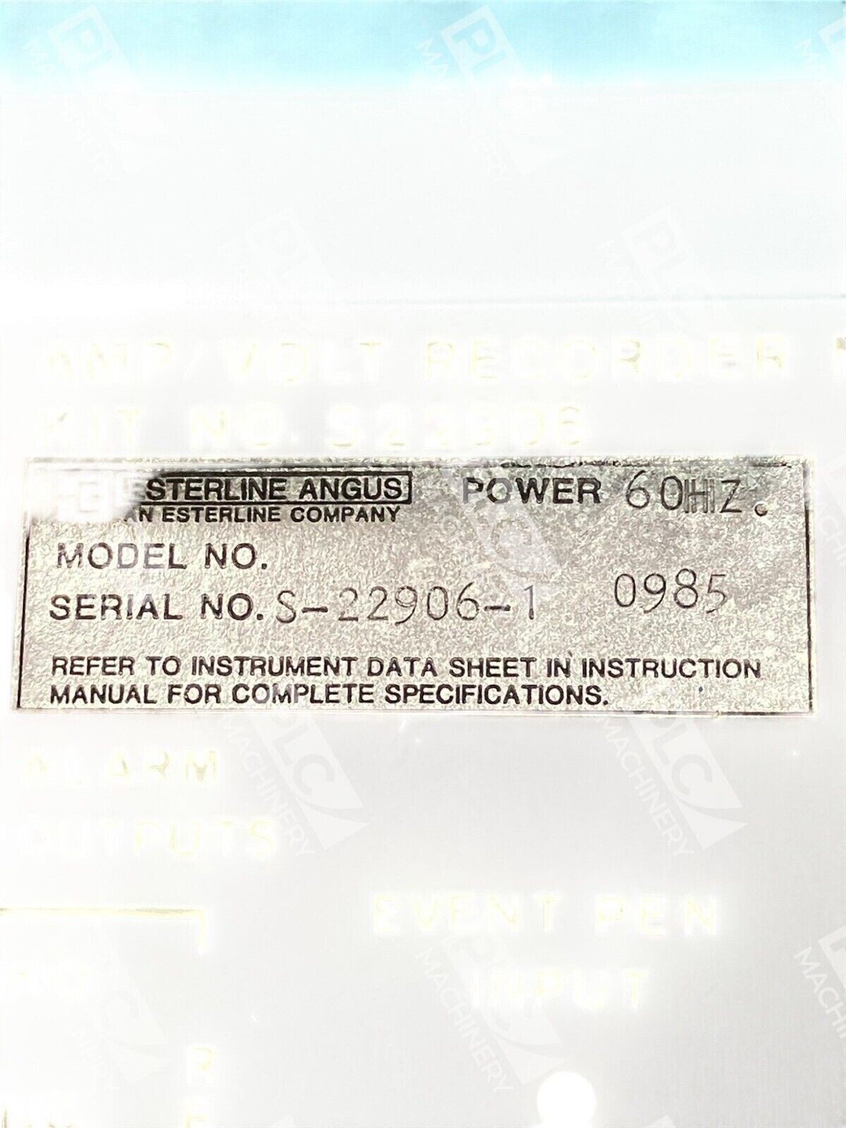 Esterline Angus Amp/Volt Recorder 804D10 S-22906-1 - Image 5