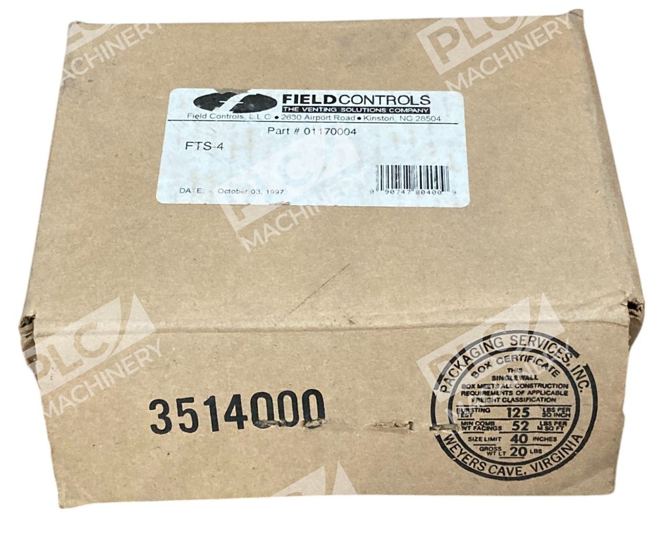 Field Controls 3514000 FTS 4 Thermal Safety Switch Draft Control 01170004