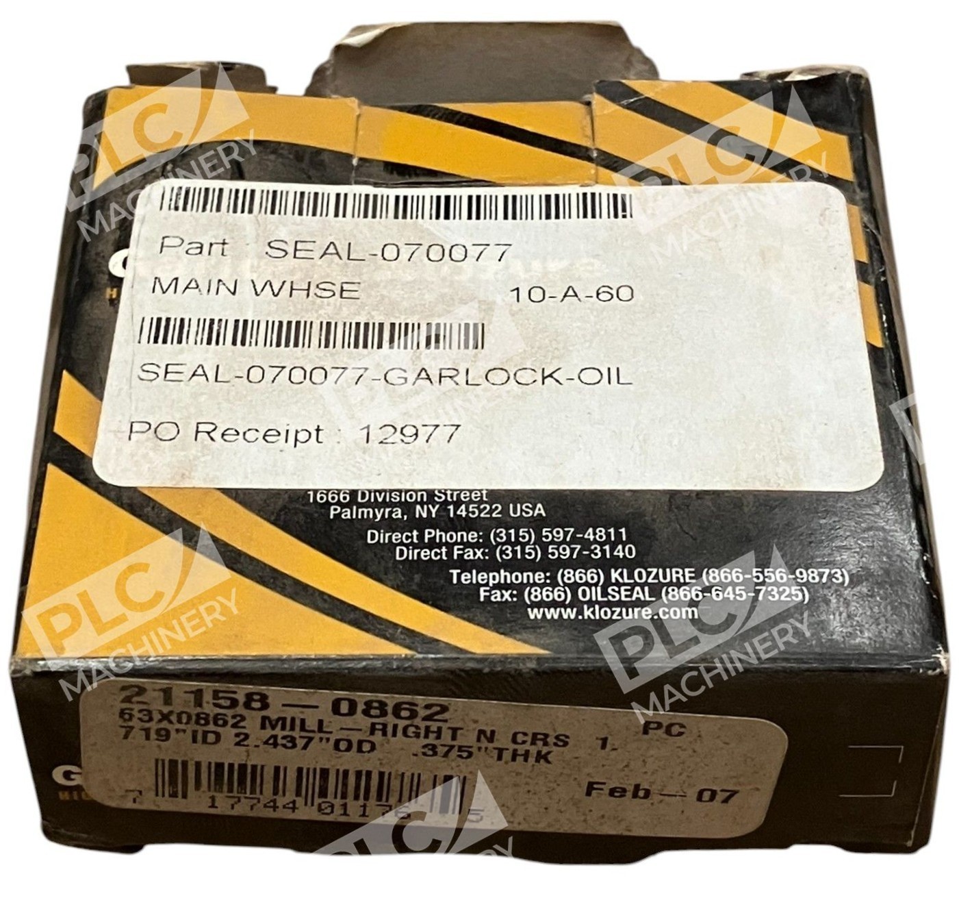 Garlock 7.19"ID 2.437"OD 0.375"THK 63X0862 Mill Right N CRS Oil Seal 21158-0862