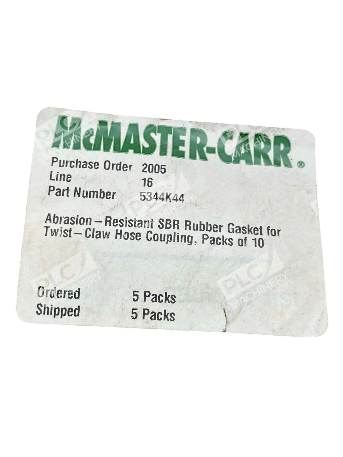 McMaster-Carr 5344K44 SBR Rubber Gasket Twist-Claw Hose Coupling L-16 Pack of 3 - Image 3