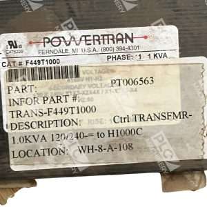 PowerTran F449T1000 Control Transformer 416V Primary 120240V Secondary 297929643119