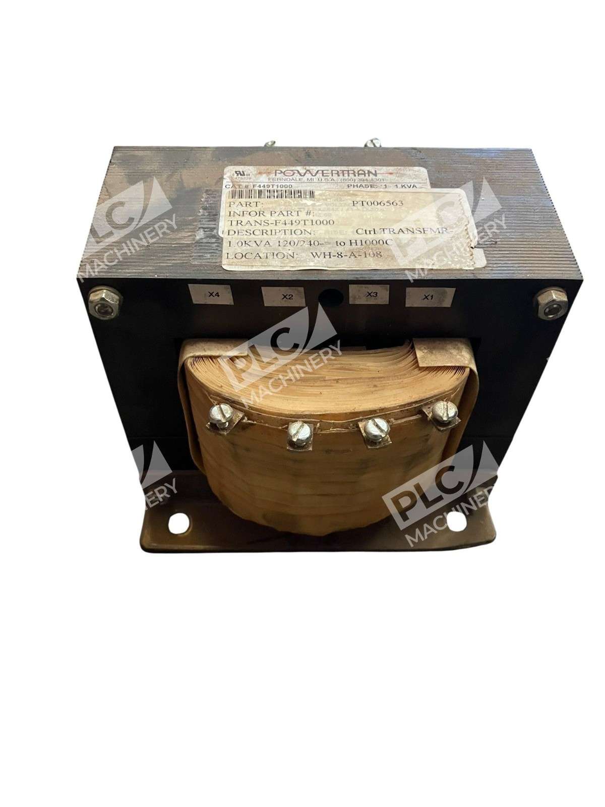 PowerTran F449T1000 Control Transformer 416V Primary 120/240V Secondary