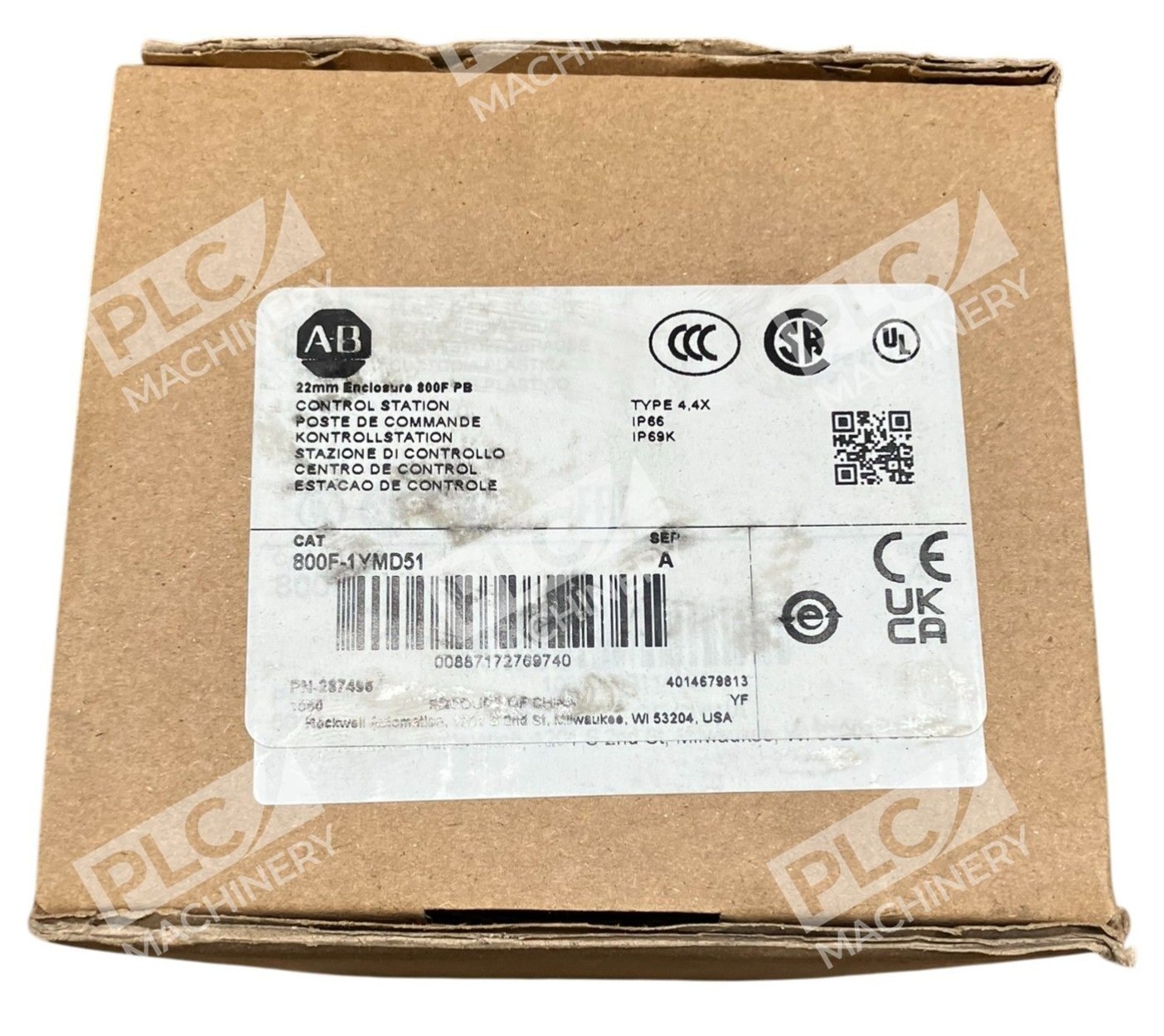 Sealed Allen Bradley AB 22mm Enclosure Control Station 800F-1YMD51 /A