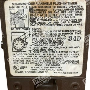 Sears 24 Hour Variable Plug In Timer 226988812509