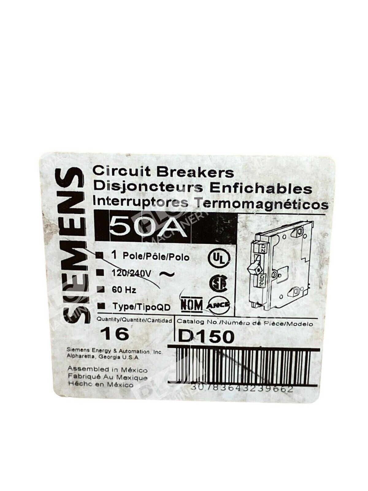 Siemens D150 50A 1 Pole 120/240V 60Hz (Box of 16) - Image 3