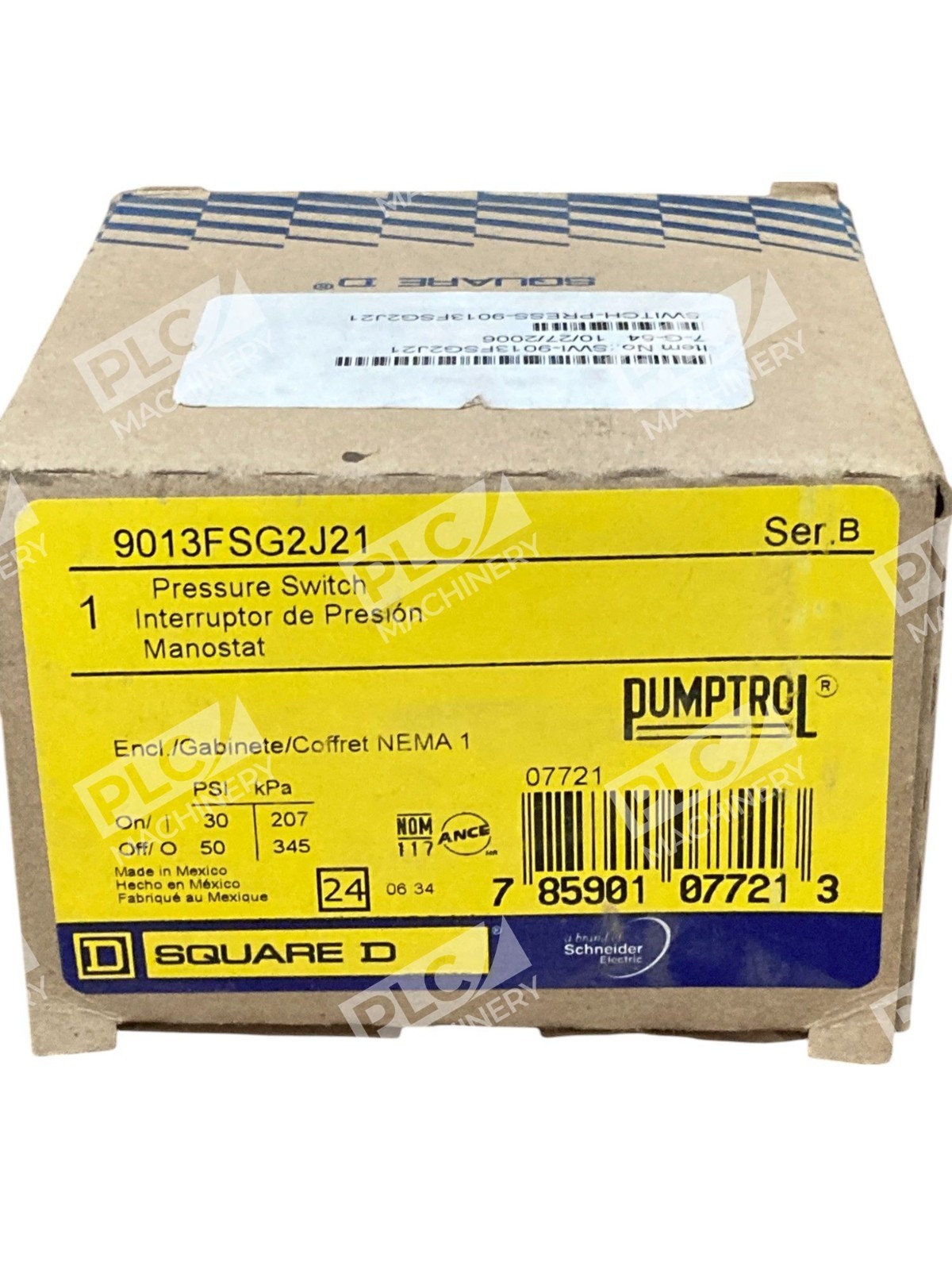 Square D NEMA 1 Enclosed Pressure Switch 9013FSG2J21 - Image 3