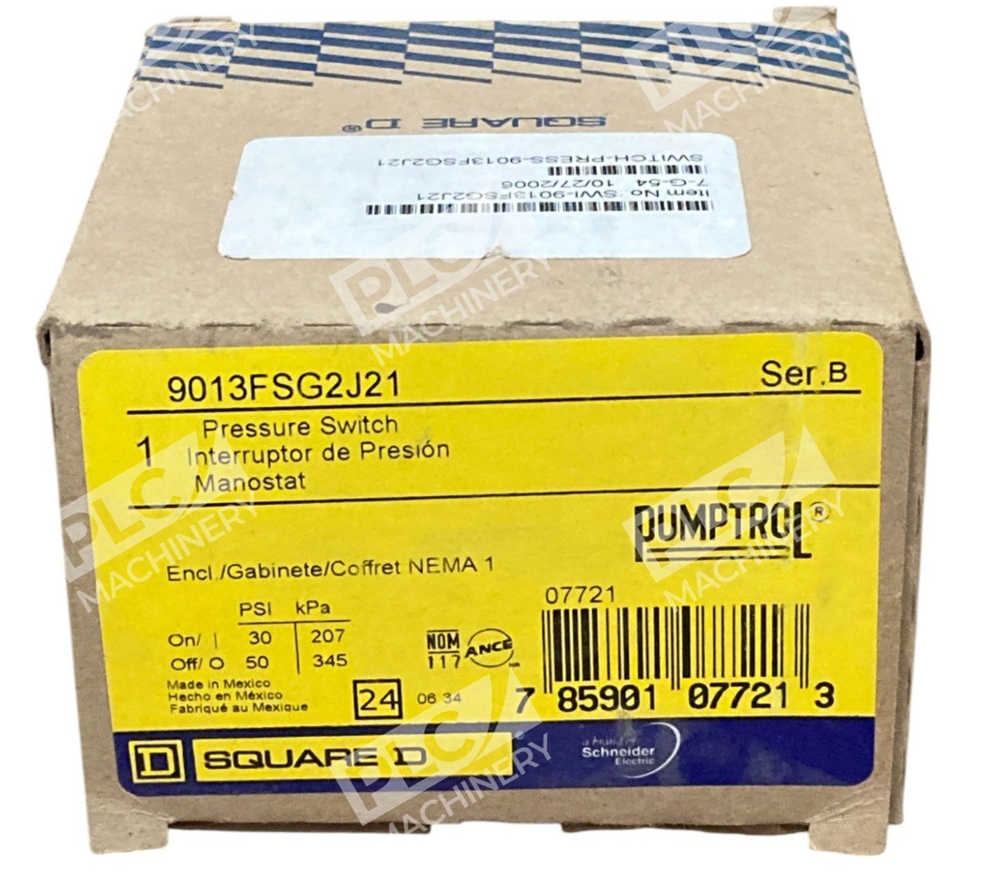 Square D NEMA 1 Enclosed Pressure Switch 9013FSG2J21