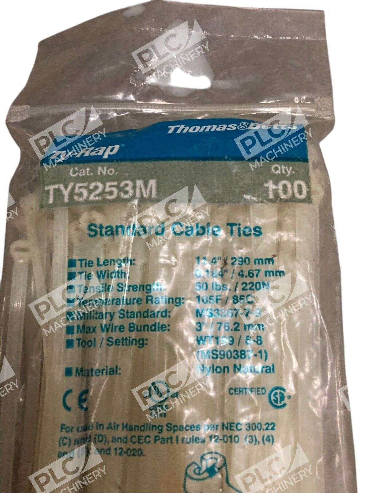 Thomas Betts 290mm 11.4" Standard Cable Ties TY5253M (Bag of 100) - Image 3