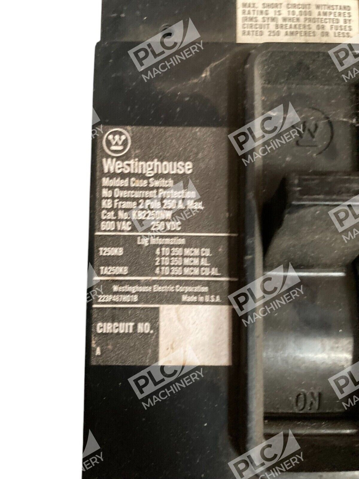 Westinghouse 250A 3 Pole 600V Circuit Breaker KB2250NW - Image 3